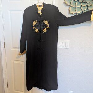 Vintage Golden Double Dragon Kimono / Ao Dai \ Robe | M | Temple Of Heaven | GVC